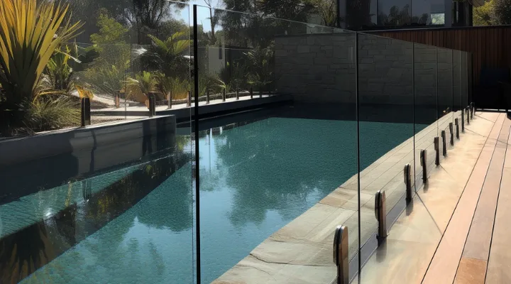 A backyard pool in Bundaberg secured with a glass pool fence