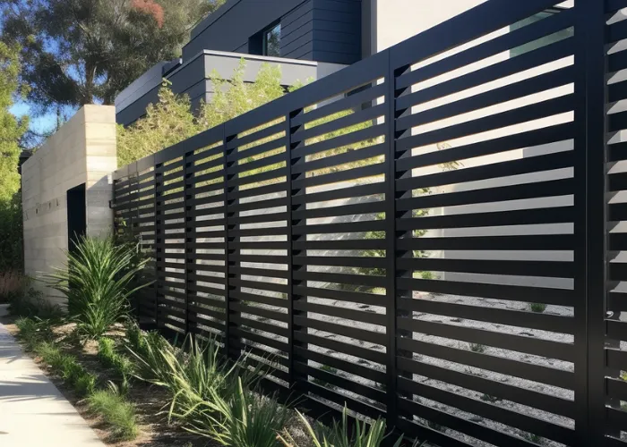 Newly installed slat aluminium fence for a property in Bundaberg